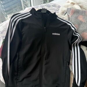 adidas Black Jacket with White Stripe Accents
